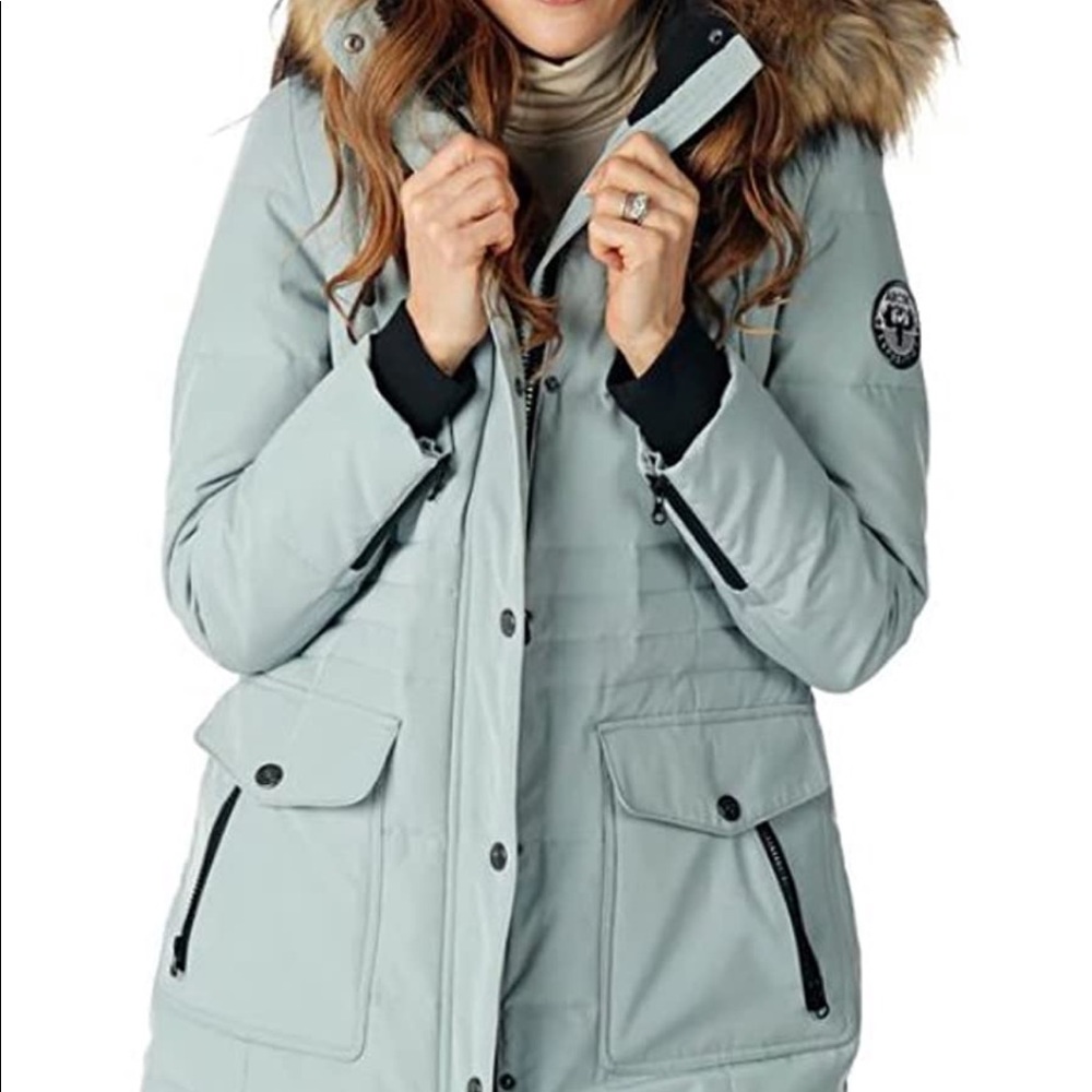 Arctic Expedition Non-Quilted Down Coat with Removable Hood